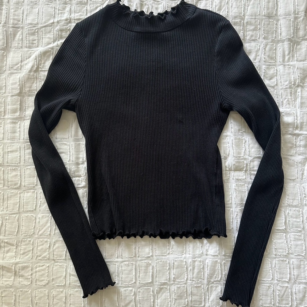 Soft Black Ribbed Tee